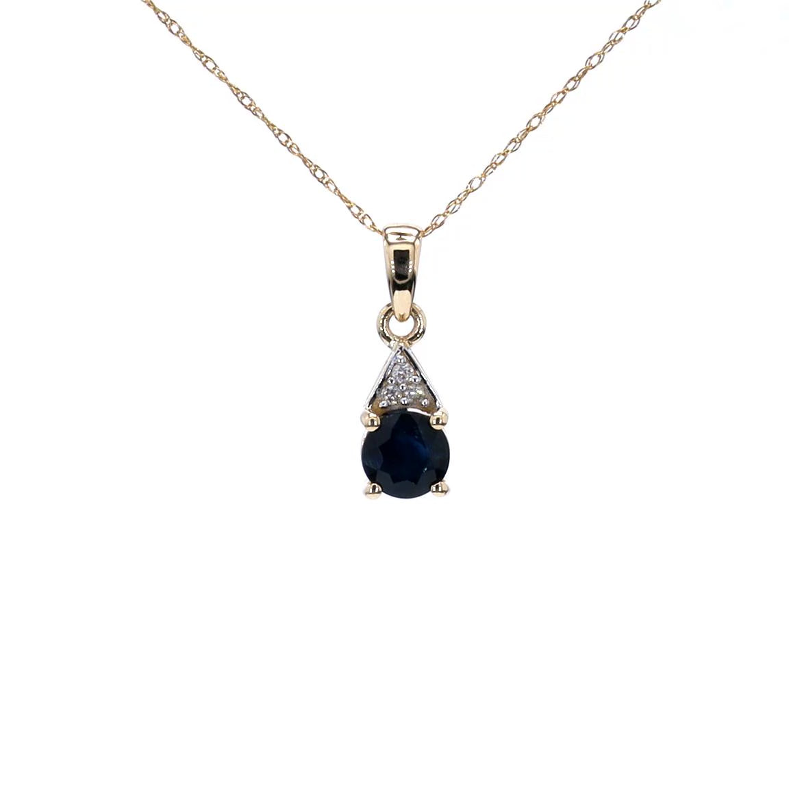 Blue Sapphire Pendant With Diamonds 0.86 Carats 10K Yellow Gold
