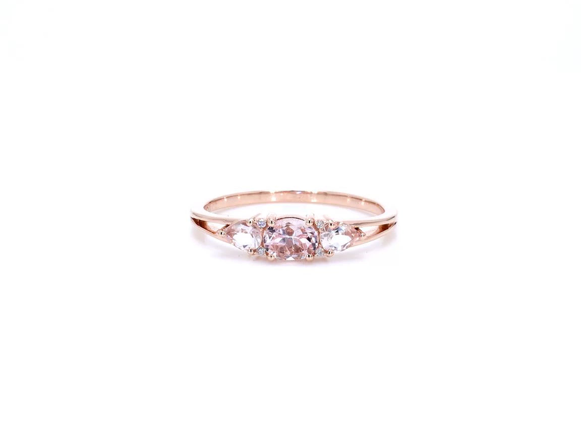Morganite Ring With Diamonds 0.51 Carats 10K Rose Gold