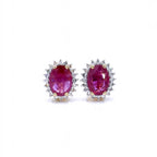 Ruby Earrings Diamonds 3.12 Carats 14K Yellow Gold