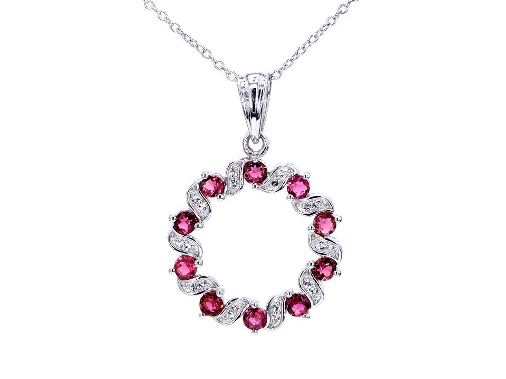 Pink Tourmaline Pendant With White Topaz 1.26 Carats Sterling Silver