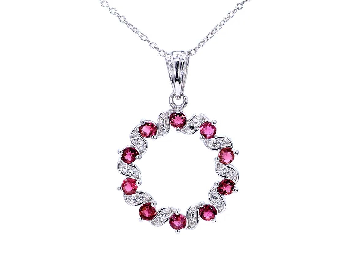 Pink Tourmaline Pendant With White Topaz 1.26 Carats Sterling Silver