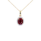 Ruby Pendant With Diamonds 1.56 Carats 10K Yellow Gold
