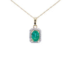 Zambian Emerald Pendant With Diamonds 0.8 Carats 10K Yellow Gold