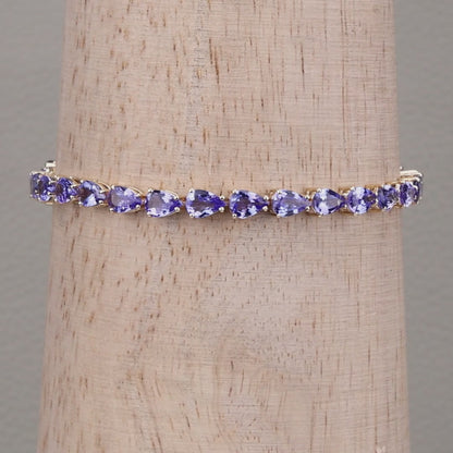 Tanzanite Tennis Bracelet 10.7 Carats 14K Yellow Gold