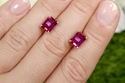 Pink Topaz Stud Earrings 3.2 Carats