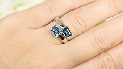 London Blue Topaz Bypass Ring 2.44 Carats