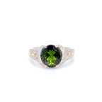 Chrome Diopside Ring With White Topaz 2.74 Carats Gold Plated Silver