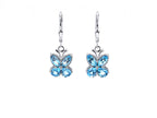 Swiss Blue Topaz Butterfly Earrings 2.68 Carats Sterling Silver