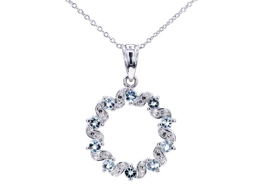 Aquamarine Pendant With White Topaz 1.06 Carats Sterling Silver