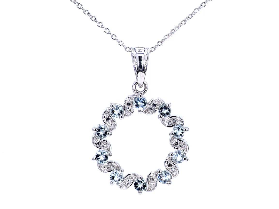 Aquamarine Pendant With White Topaz 1.06 Carats Sterling Silver