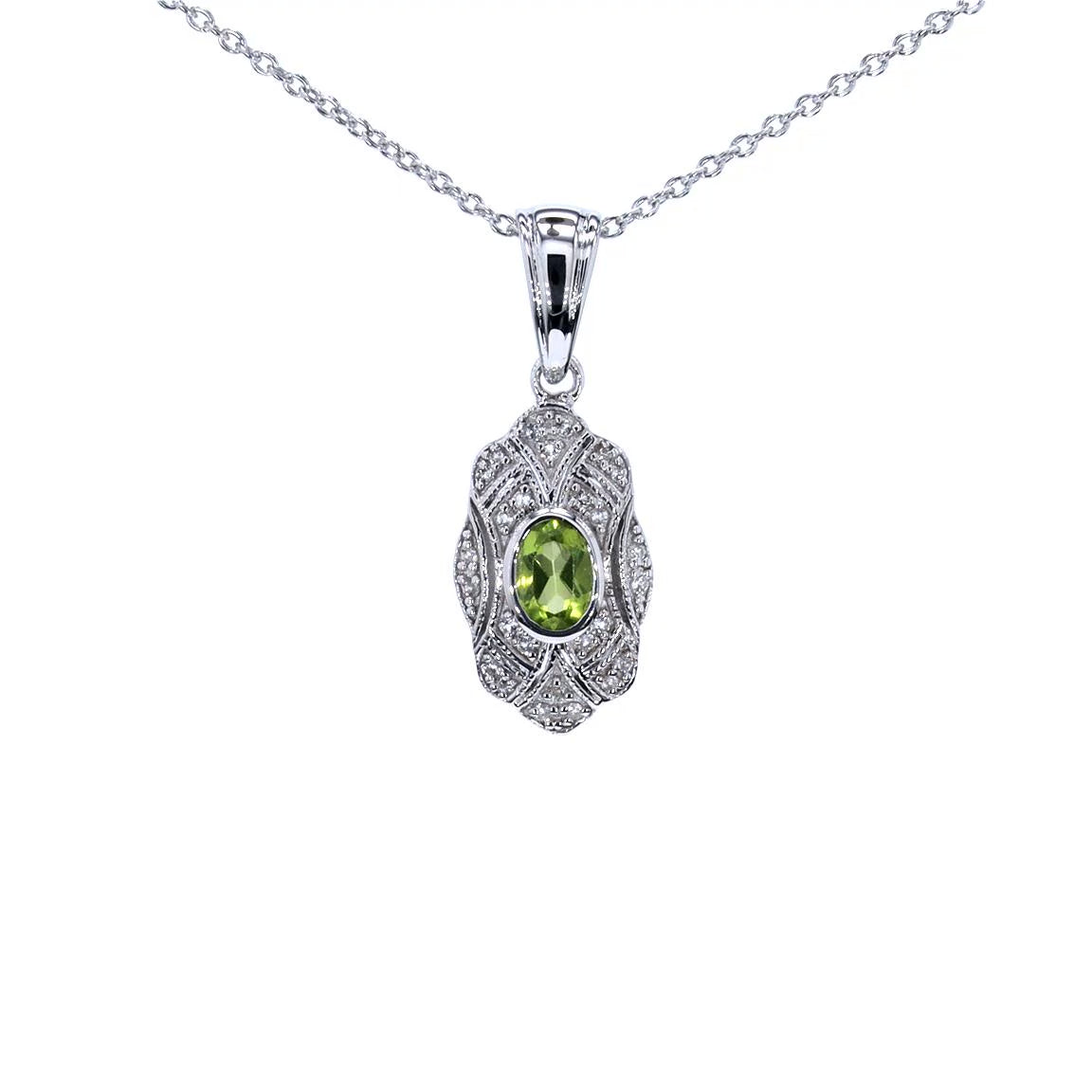 Peridot Pendant With White Topaz 0.52 Carats Sterling Silver
