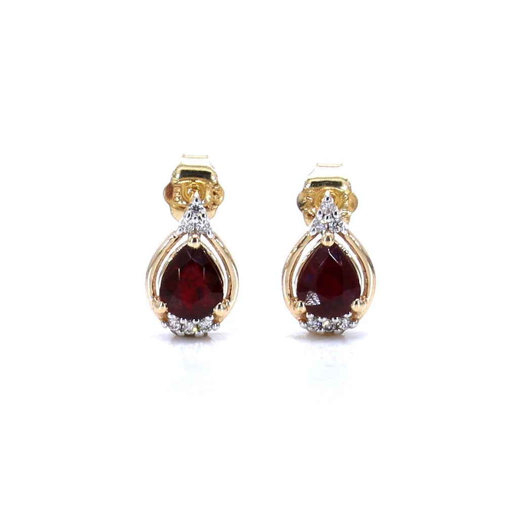 Ruby Stud Earrings With Diamonds 1.32 Carats 14K Yellow Gold