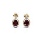Ruby Stud Earrings With Diamonds 1.32 Carats 14K Yellow Gold