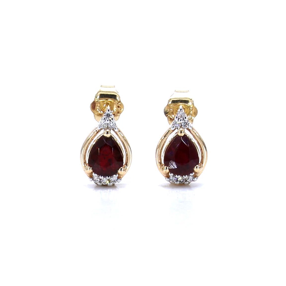 Ruby Stud Earrings With Diamonds 1.32 Carats 14K Yellow Gold