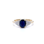 Blue Sapphire Ring With Diamonds 1.7 Carats 14K Yellow Gold