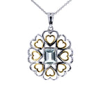 Green Amethyst Heart Pendant 2.08 Carats Gold Plated Silver