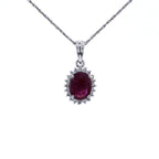 Ruby Pendant With Diamonds 1.56 Carats 10K White Gold