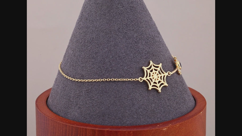 Blue Sapphire Spider Bracelet 0.12 Carats Gold Plated Silver