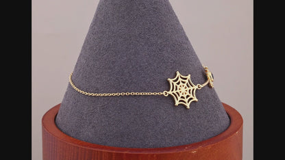 Blue Sapphire Spider Bracelet 0.12 Carats Gold Plated Silver