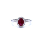 Ruby Ring With Diamonds 1.02 Carats 14K White Gold