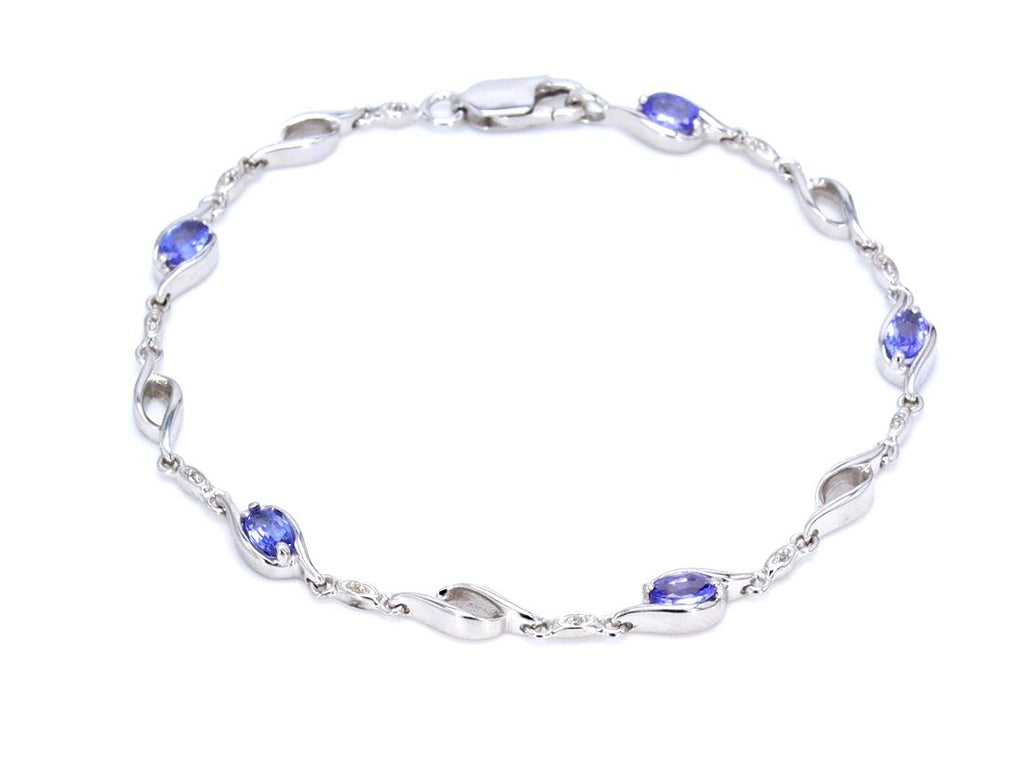 Tanzanite Bracelet With White Topaz 1.28 Carats Sterling Silver