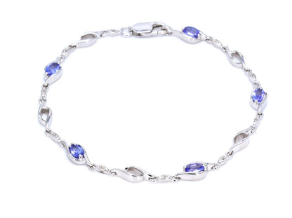 Tanzanite Bracelet With White Topaz 1.28 Carats Sterling Silver