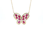 Ruby Butterfly Necklace With White Zircon 2.32 Carats Gold Plated Silver