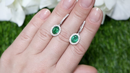 Emerald Dangle Earrings Diamonds 2.83 Carats 18K Gold