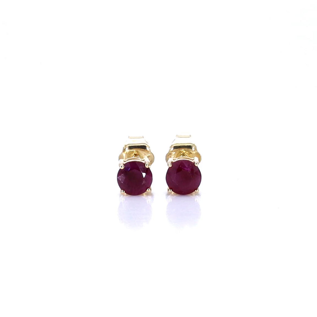Ruby Stud Earrings 0.84 Carats 10K Yellow Gold