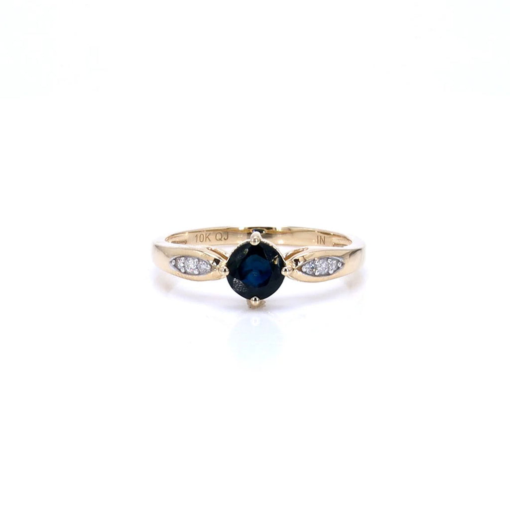 Blue Sapphire Ring With Diamonds 0.86 Carats 10K Yellow Gold