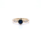 Blue Sapphire Ring With Diamonds 0.86 Carats 10K Yellow Gold