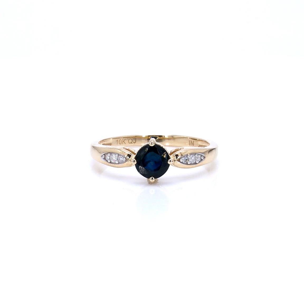 Blue Sapphire Ring With Diamonds 0.86 Carats 10K Yellow Gold