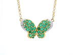 Emerald Butterfly Pendant With White Zircon 2.72 Carats Sterling Silver