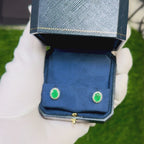 Zambian Emerald Earrings Diamonds 2.65 Carats 14K Yellow Gold