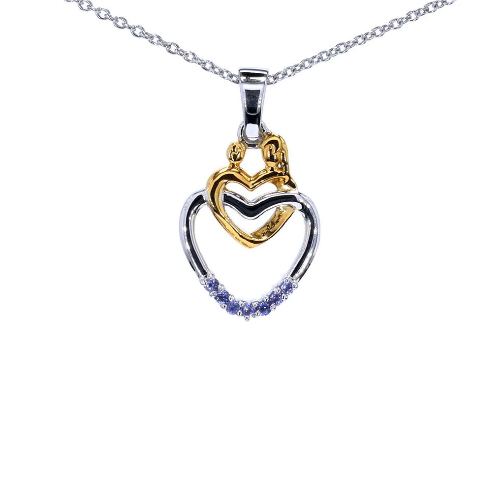 Tanzanite Mom Pendant 0.12 Carats Gold Plated Silver