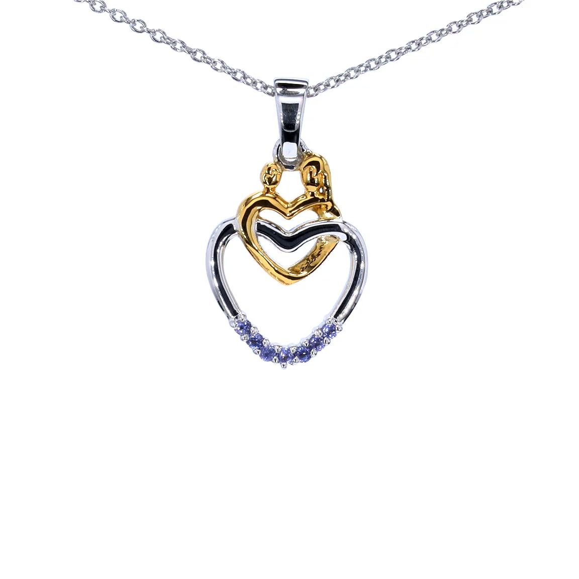 Tanzanite Mom Pendant 0.12 Carats Gold Plated Silver