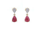 Ruby Dangle Earrings Diamonds 2.45 Carats 10K Yellow Gold