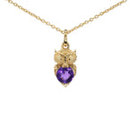 Amethyst Owl Pendant 0.72 Carats Gold Plated Silver