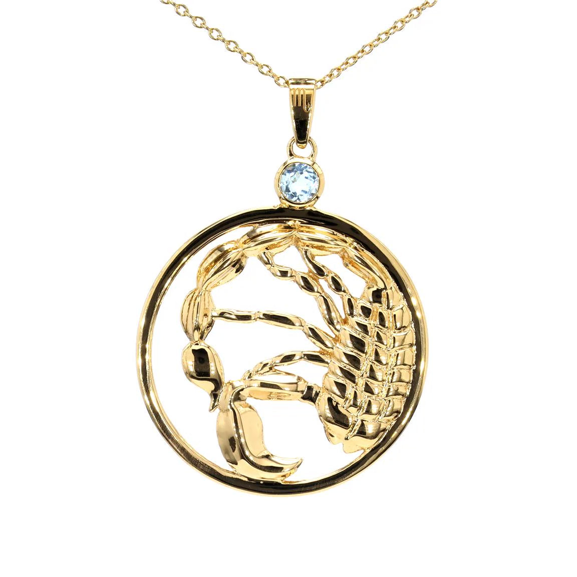 Blue Topaz Scorpio Pendant 0.3 Carats Gold Plated Silver