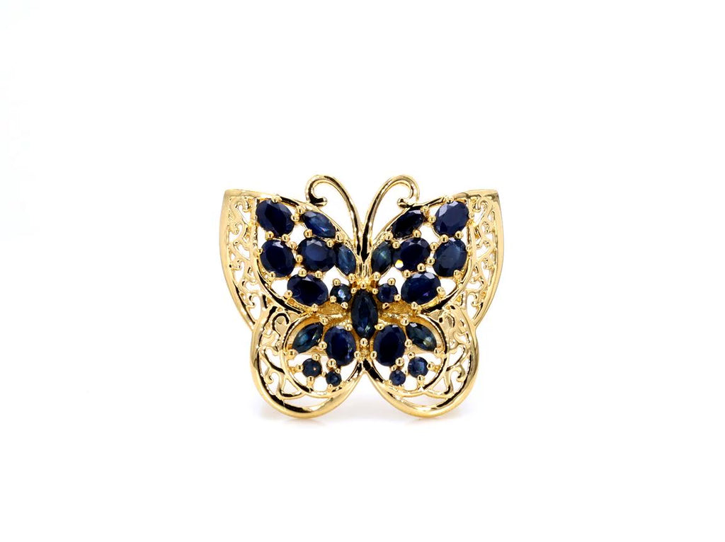Blue Sapphire Ring 2.78 Carats Gold Plated Silver