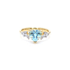 Blue Topaz Bat Ring With White Topaz 2.06 Carats Gold Plated Silver