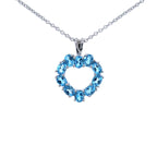 Swiss Blue Topaz Heart Pendant 1.88 Carats Sterling Silver