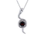 Garnet Snake Pendant 0.98 Carats Sterling Silver