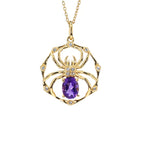 Amethyst Spider Pendant With White Topaz 1.2 Carats Gold Plated Silver