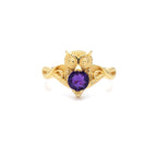 Amethyst Owl Ring 0.72 Carats Gold Plated Silver