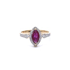 Ruby Ring With Diamonds 0.94 Carats 14K Yellow Gold