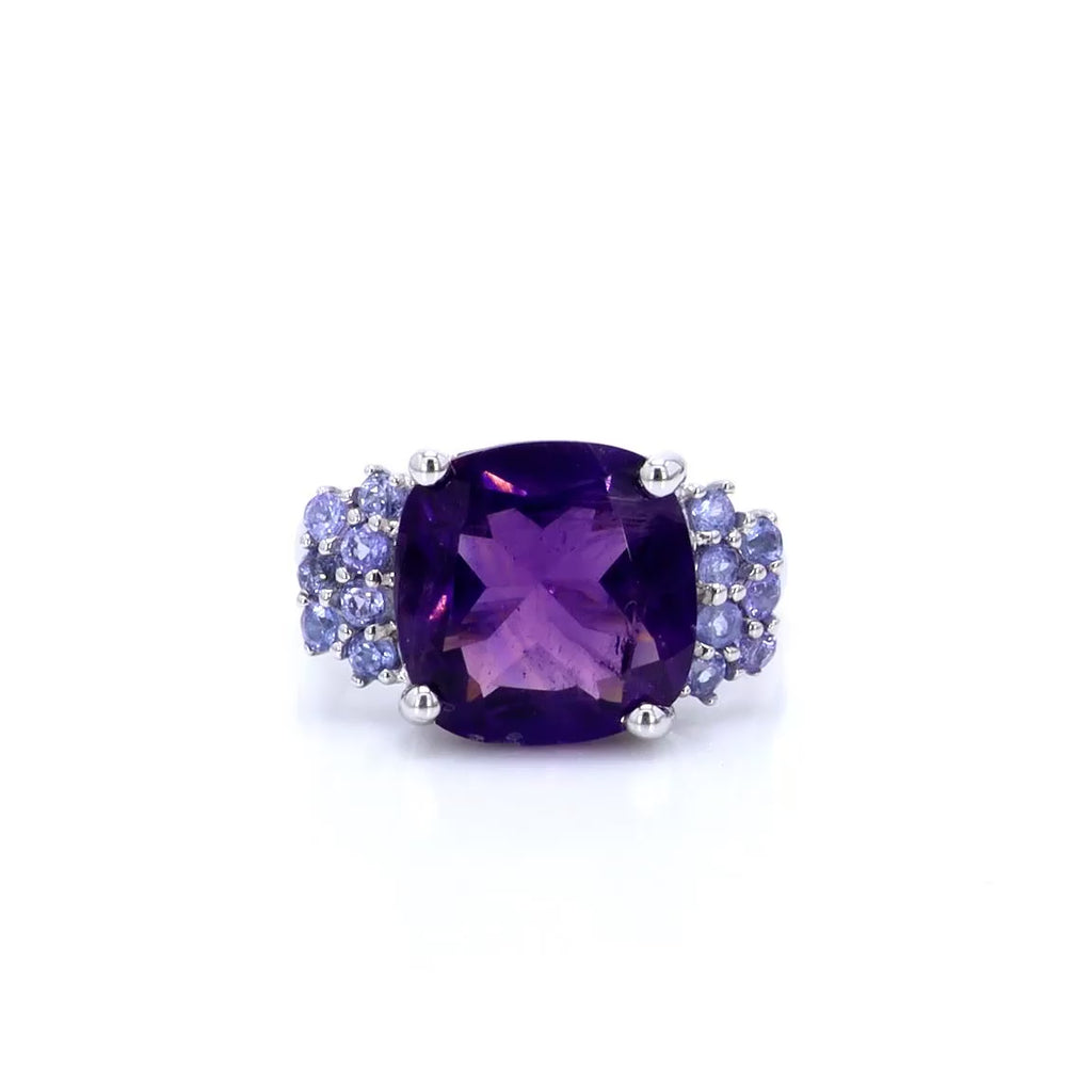 Amethyst Ring With Tanzanite 6.32 Carats Sterling Silver