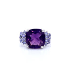 Amethyst Ring With Tanzanite 6.32 Carats Sterling Silver