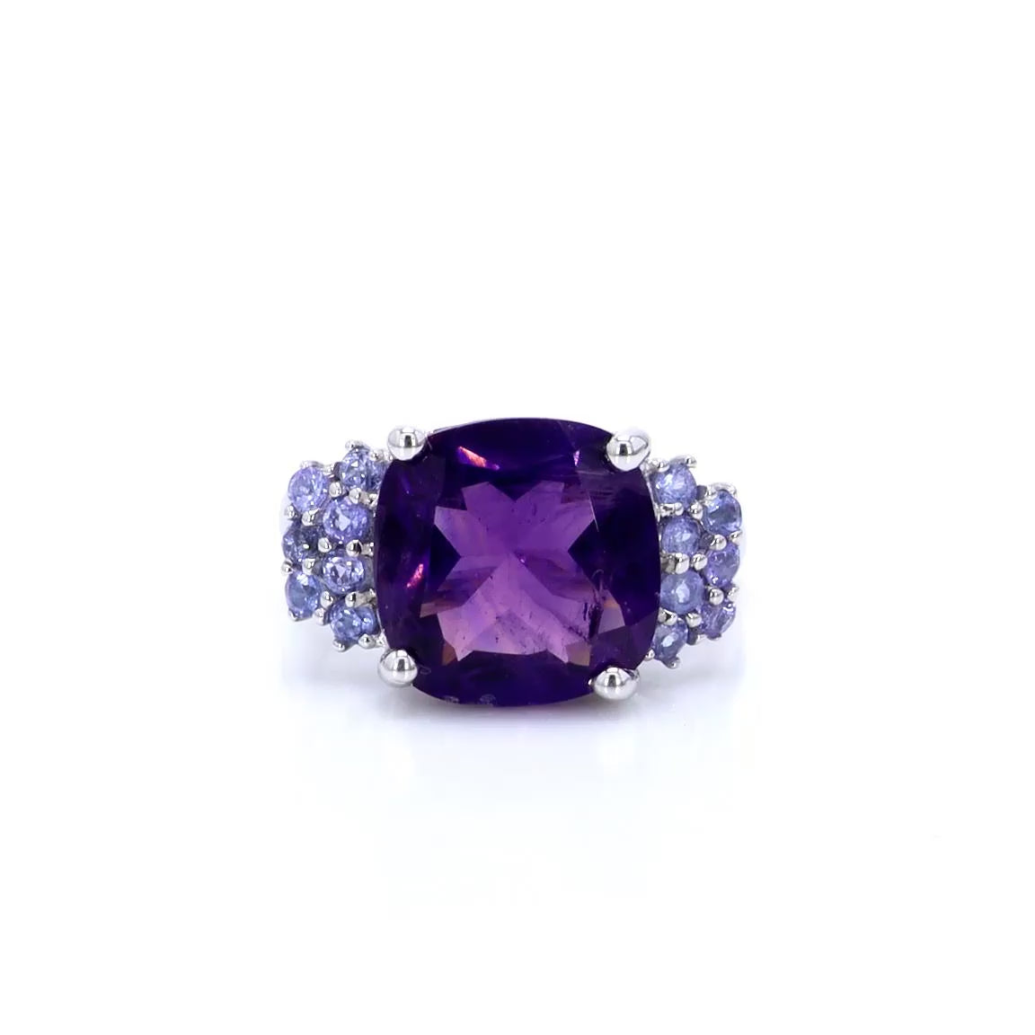 Amethyst Ring With Tanzanite 6.32 Carats Sterling Silver
