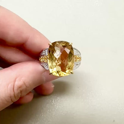 Citrine Cocktail Ring 8.50 Carats 14K Yellow Gold Plated Silver